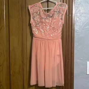 Balera Peach Sequin Formal Kids Dress
